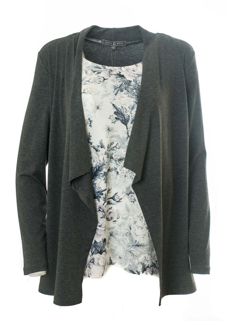 2-IN-1 CARDIGAN WITH PRINTED TOP