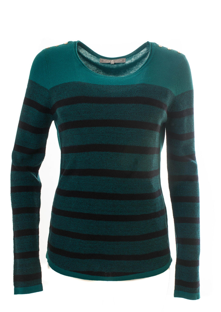 WAFFLE KNIT STRIPE SWEATER